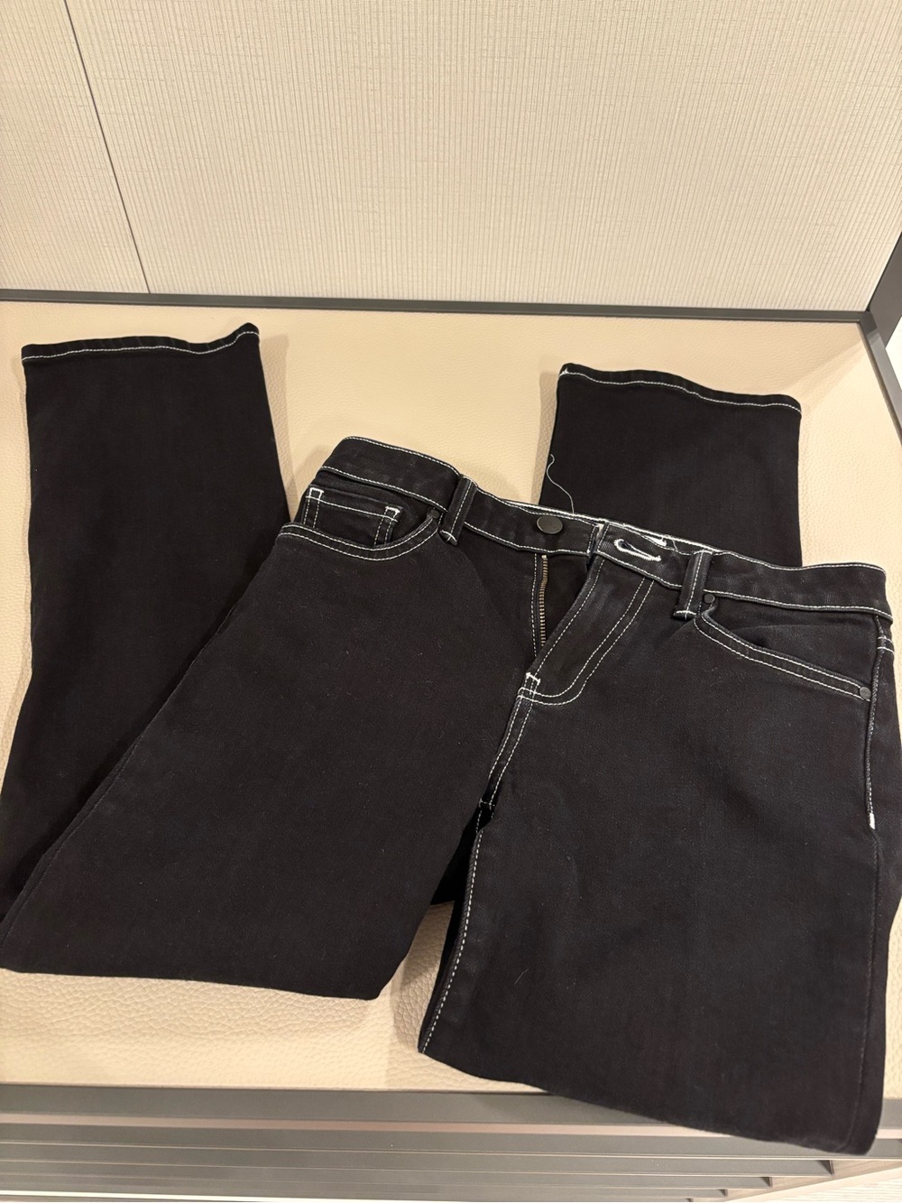 Velvet by Graham & Spencer Black Ankle Jeans with White Stitching